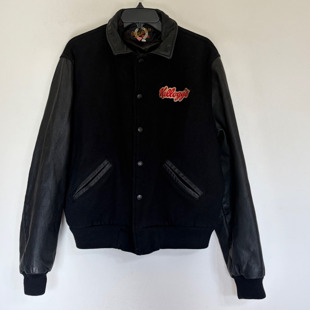 VTG Dehen Kellogg's‎ Tony the Tiger Varsity Jacket Wool Leather Sleeves Mens L